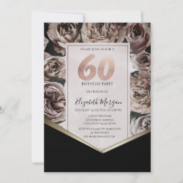 Invitación Elegante Rosas oscuros 60 cumpleaños