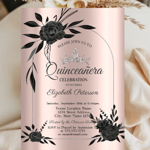Invitación Elegante Rosas oscuros oro Rosa gótico oro