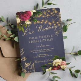 Invitación Elegante rosas rústicos vintage boda de invierno n