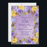 Invitación Elegante Roses Amarillos Morados Peonies 50 cumple<br><div class="desc">Elegante invitación de fiesta de cumpleaños número 50 para mujeres con rosas y peonías de color bonito morado y amarillo. Personalizado con su nombre y toda la información de su fiesta. Comuníquese conmigo para obtener ayuda con sus personalizaciones o para solicitar productos adicionales de Zazzle para su fiesta.</div>