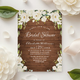 Invitación Elegante Roses Blancos Rústica Ducha Nodal De Made