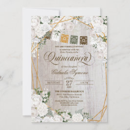 Invitación Elegante Roses Blancos Rústicos Occidentales Quinc