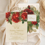 Invitación Elegante Roses Rojas Champagne 40 cumpleaños<br><div class="desc">Hermosas y elegantes rosas rojas en champán / cumpleaños 40 invitación a fiesta de cumpleaños.</div>