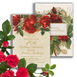 Invitación Elegante Roses Rojas Vintage 80 cumpleaños<br><div class="desc">Hermosa y elegante invitación a la fiesta de cumpleaños 80 de las rosas rojas vintage.</div>