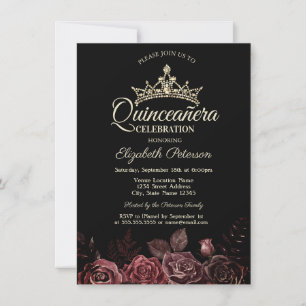 Invitación Elegante Roses Roses Góticos Quinceañera