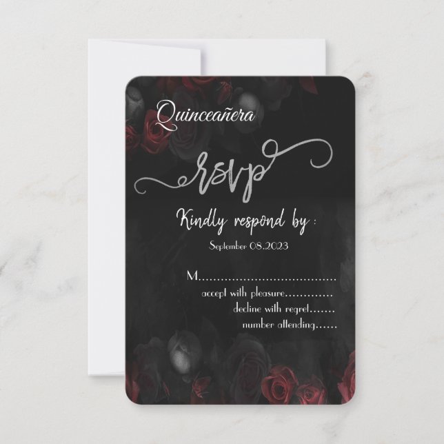 Invitación Elegante Roses Roses Góticos Quinceañera RSVP (Anverso)