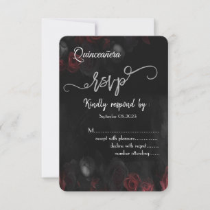 Invitación Elegante Roses Roses Góticos Quinceañera RSVP