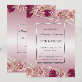 Invitación Elegante Roses Roses Roses Rojos Cumpleaños Rosa