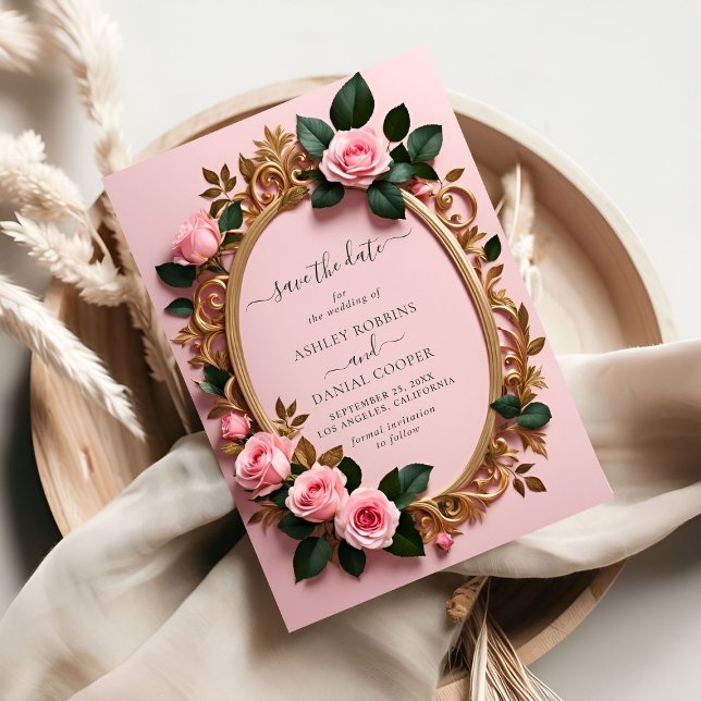 Invitación Elegante Rosy Floral Art Nouveau Guardar La Fecha (Subido por el creador)