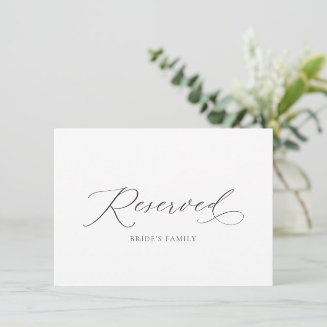 Invitación Elegante Rótulo de asiento Boda reservado (Anverso de pie)