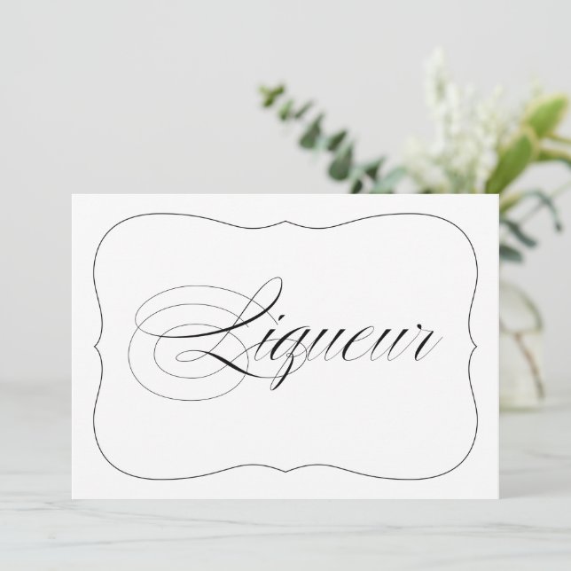 Invitación Elegante Rótulo de bar de licor de bodas (Anverso de pie)