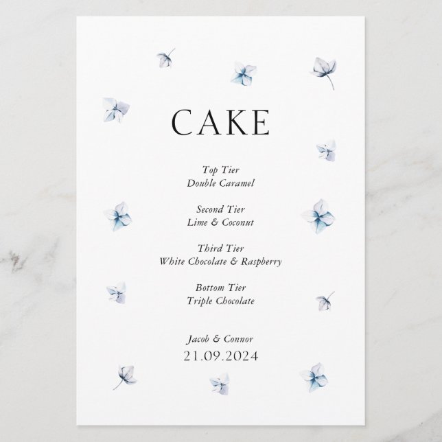 Invitación Elegante Rótulo de hormigón de hidrangea azul Boda (Anverso)