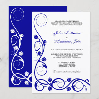 Invitación Elegante Royal Blue and White Swirls