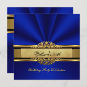 Invitación Elegante Royal blue Gold Party Birday Party Mens M