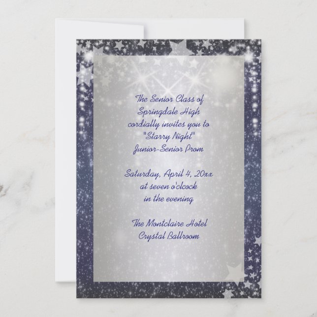 Invitación Elegante Royal Blue Starry Night Prom (Anverso)