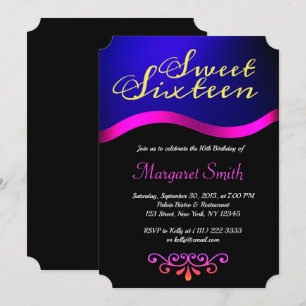 Invitación Elegante Royal Blue Sweet 16 Invite