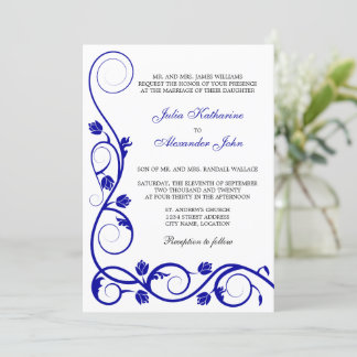 Invitación Elegante Royal Blue Swirls