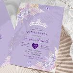 Invitación Elegante Royal Boho Lilac Floral Mis Quince Años<br><div class="desc">Elegante Invitación Royal Boho Lilac Floral Mis Quince Años</div>