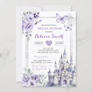 Invitación Elegante Royal Castle Silver Purple Bridal Shower