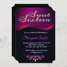 Invitación Elegante Royal Purple Sweet 16 Fiesta Invite