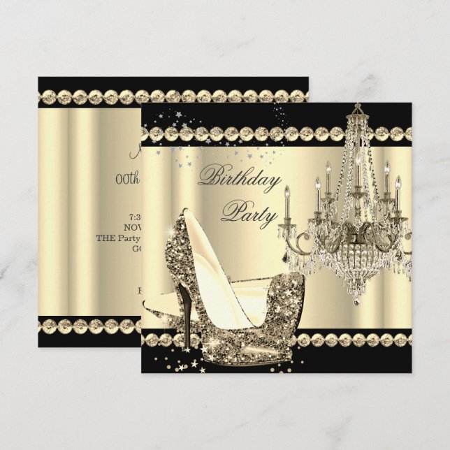 Invitación Elegante Royal Sepia Gold Cream Fiesta 2 (Anverso / Reverso)