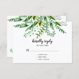 Invitación Elegante RSVP de boda botánica acuarela verde