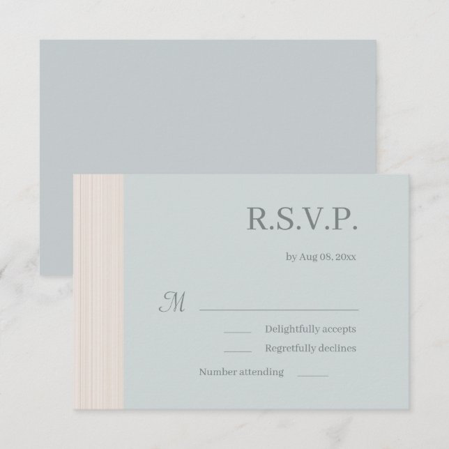 Invitación Elegante RSVP de boda con rayas de grano de madera (Anverso / Reverso)