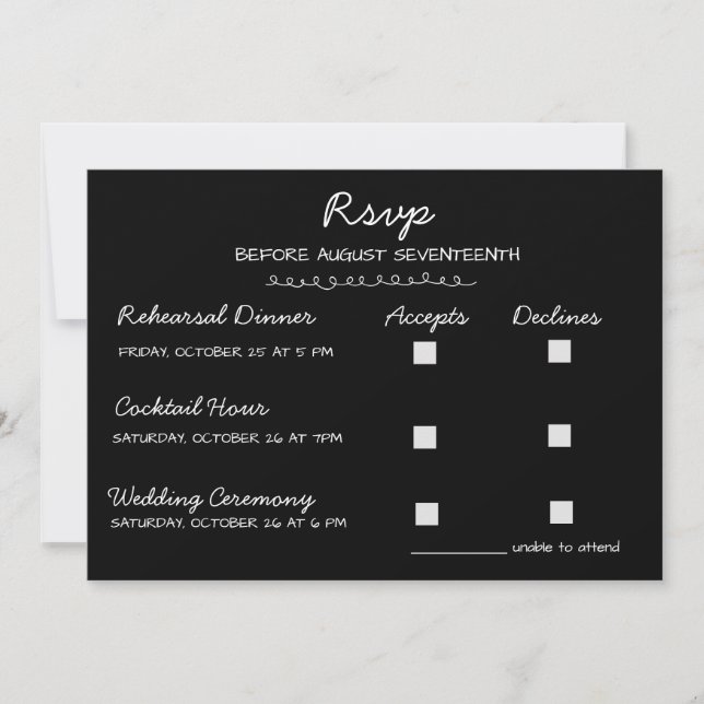 Invitación Elegante RSVP de boda multi-evento a mano (Anverso)