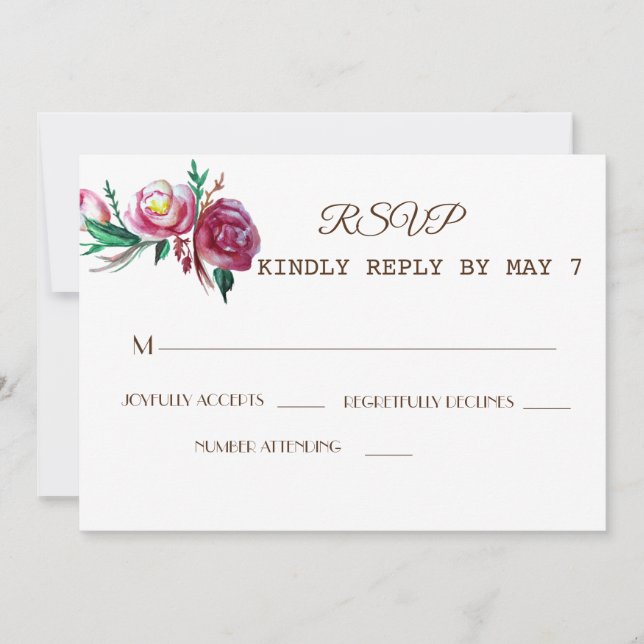 Invitación Elegante RSVP de Boda Rústica (Anverso)
