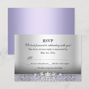 Invitación Elegante RSVP de Diamante Morado
