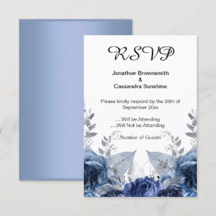 INVITACIÓN ELEGANTE RSVP DE LUZ DE NAVE FLORAL SENCILLA