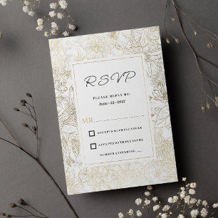Invitación Elegante RSVP de mármol gris dorado blanco