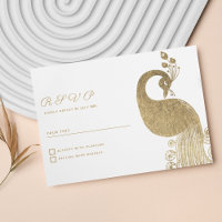 Elegante RSVP de pavo real de oro blanco de lujo