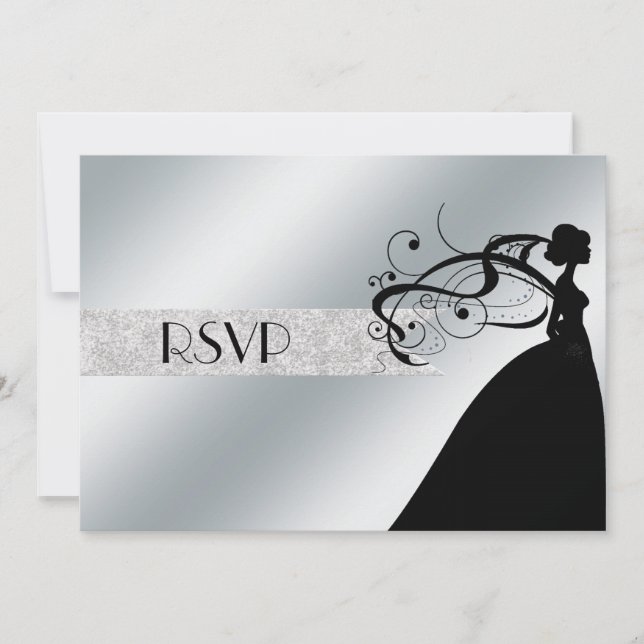 Invitación Elegante RSVP de Plata (Anverso)