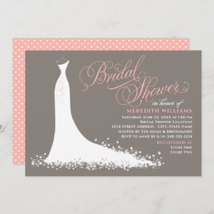 Invitación Elegante Rubor cálido Boda gris vestido de novia