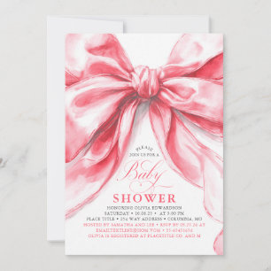 Invitación Elegante Rubor Chica Bow Rosado Baby Shower