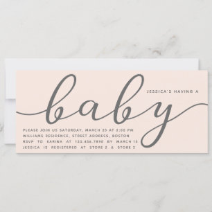 Invitación Elegante Rubor Chica rosa Baby Shower