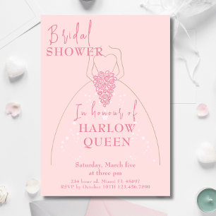 Invitación Elegante Rubor código QR rosa Ducha de novia