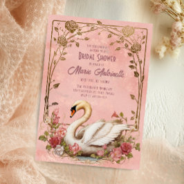 Invitación Elegante Rubor Damask Rococo Bridal Shower
