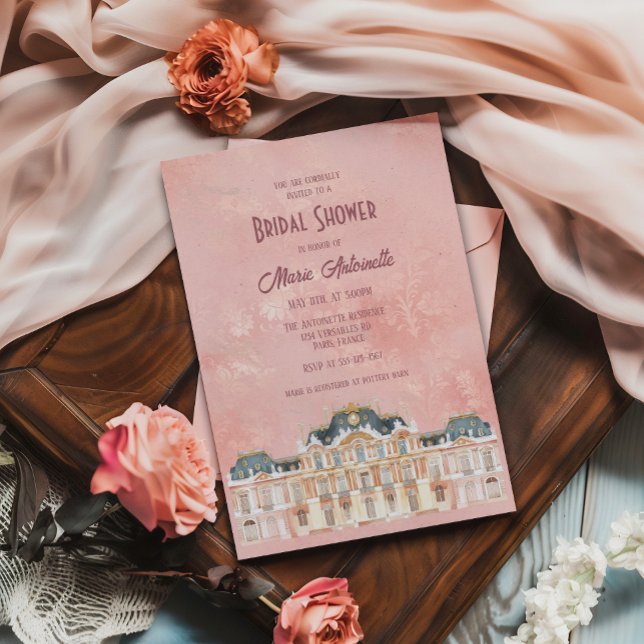 Invitación Elegante Rubor Damask Rococo Bridal Shower (Subido por el creador)