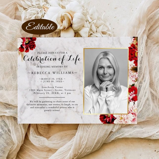 Invitación Elegante Rubor de Borgoña Foto Celebración de la v (Subido por el creador)