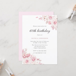 Invitación Elegante Rubor Elegante Flores Fiesta de cumpleaño