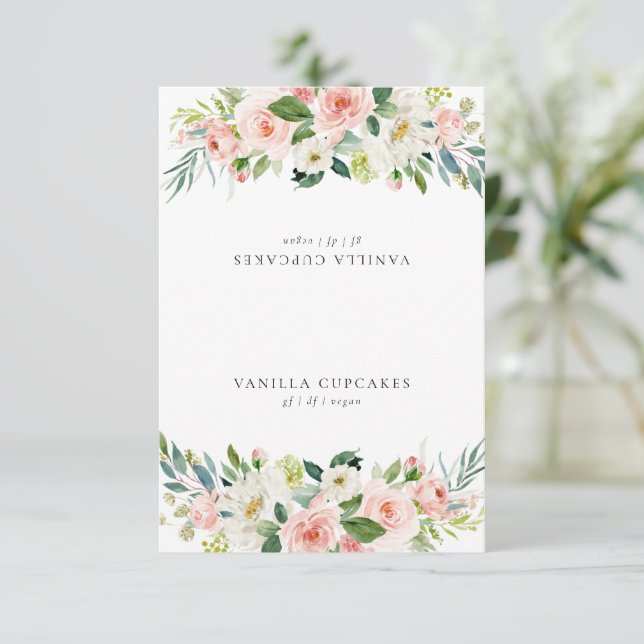 Invitación Elegante Rubor Fiesta floral rosa Buffet Etiqueta  (Anverso de pie)