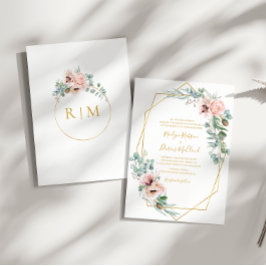 Invitación Elegante Rubor Floral | Boda tradicional