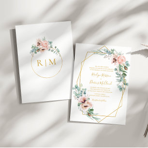Invitación Elegante Rubor Floral Boda tradicional