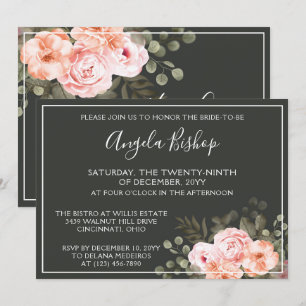 Invitación Elegante Rubor floral botella rosa ducha de novia