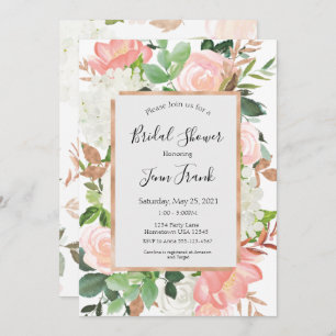 Invitación Elegante Rubor Floral Bridal Shower
