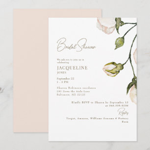 Invitación Elegante Rubor Floral Bridal Shower