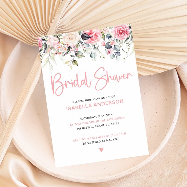 Invitación Elegante Rubor Floral Bridal Shower (Subido por el creador)