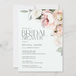 Invitación Elegante Rubor Floral Bridal Shower Invita a la mu